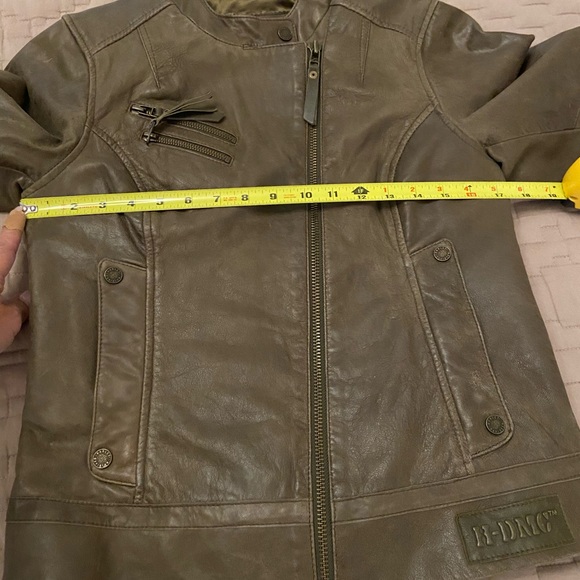 Sage Green Goatskin Leather Harley Davidson Jacket - Picture 10 of 12